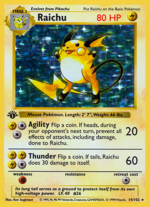 Raichu – Base 14/102 Pokémon card