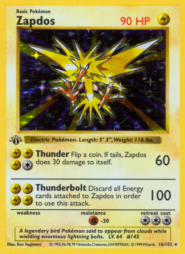 Zapdos – Base 16/102 Pokémon card