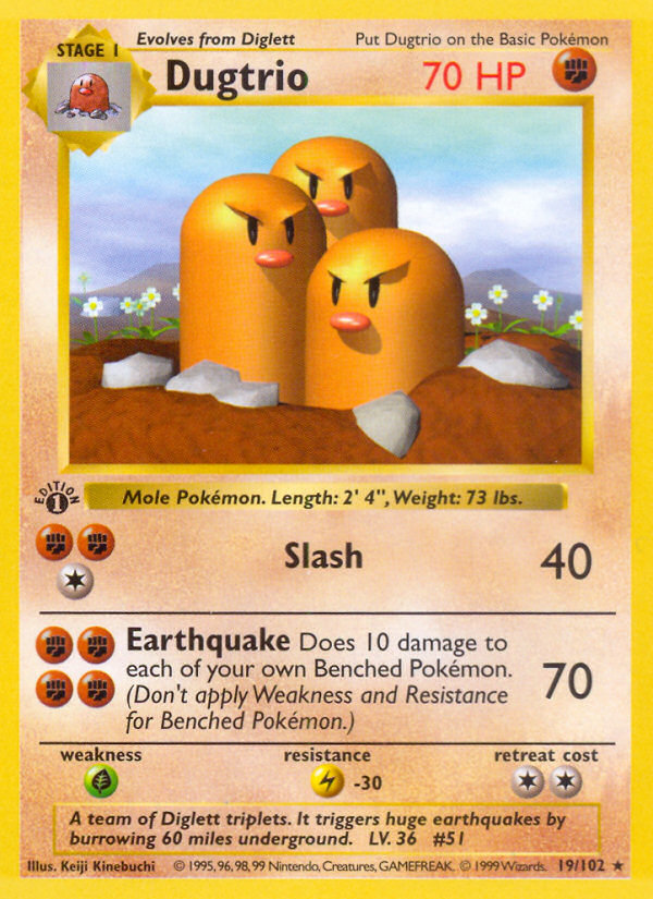 Dugtrio – Base 19/102 Pokémon card