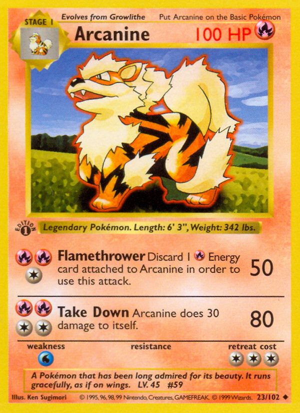 Arcanine – Base 23/102 Pokémon card