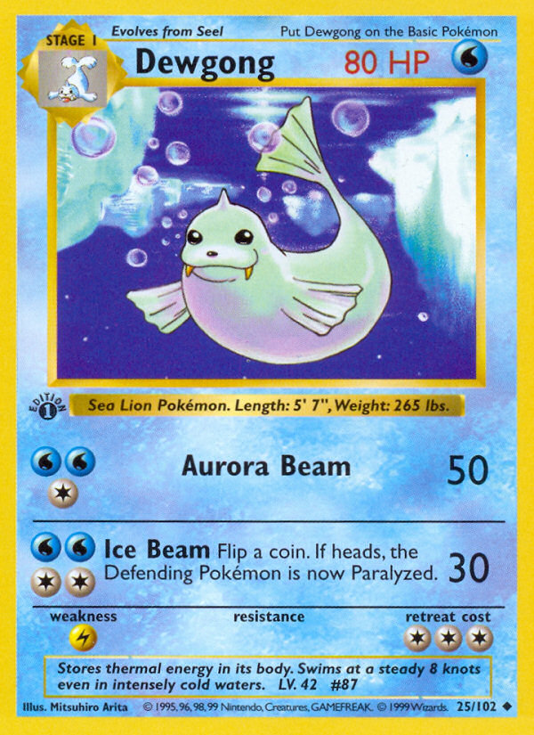Dewgong – Base 25/102 Pokémon card