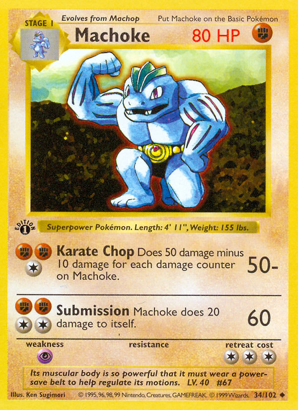Machoke – Base 34/102 Pokémon card