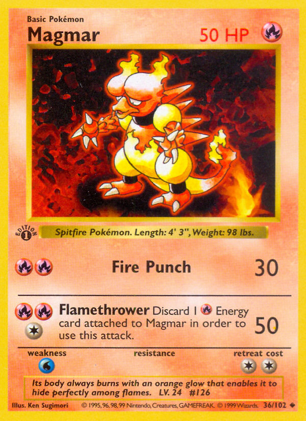 Magmar – Base 36/102 Pokémon card