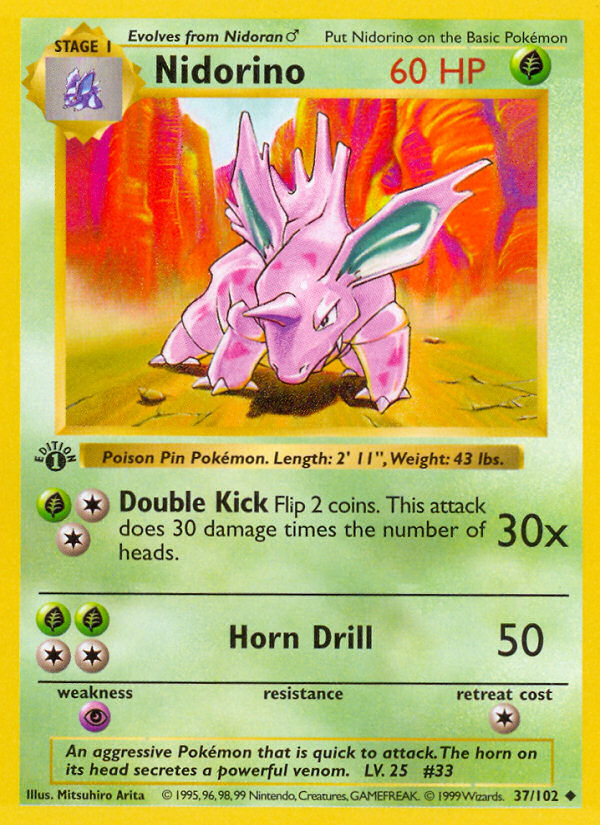 Nidorino – Base 37/102 Pokémon card