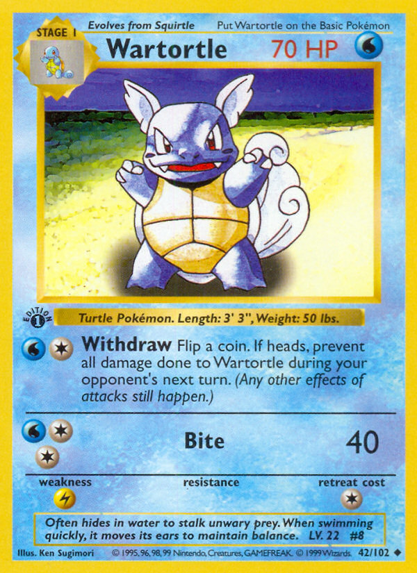 Wartortle – Base 42/102 Pokémon card