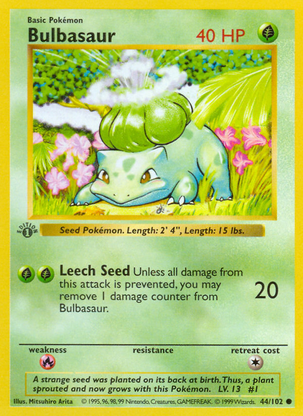Bulbasaur – Base 44/102 Pokémon card