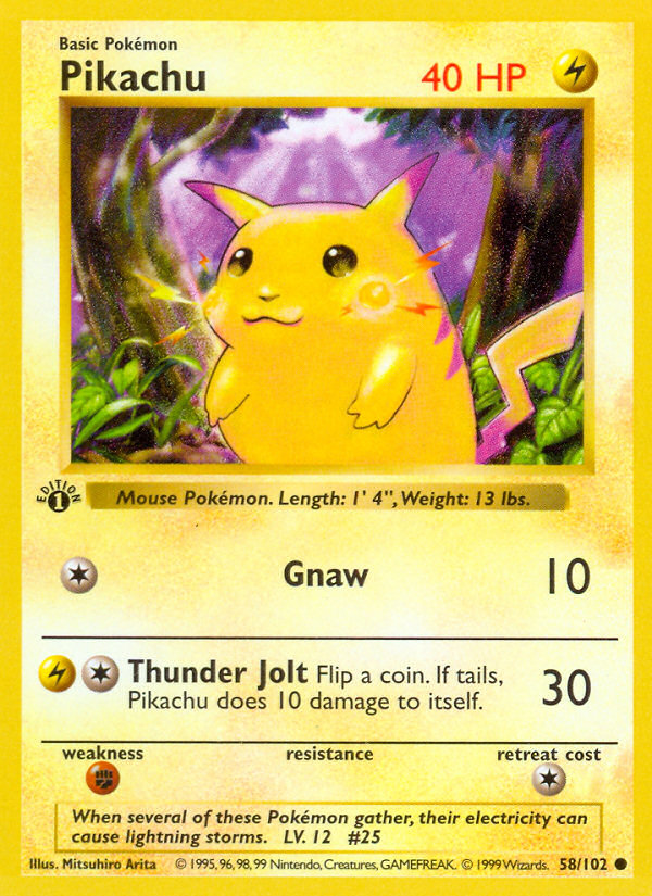 Pikachu – Base 58/102 Pokémon card