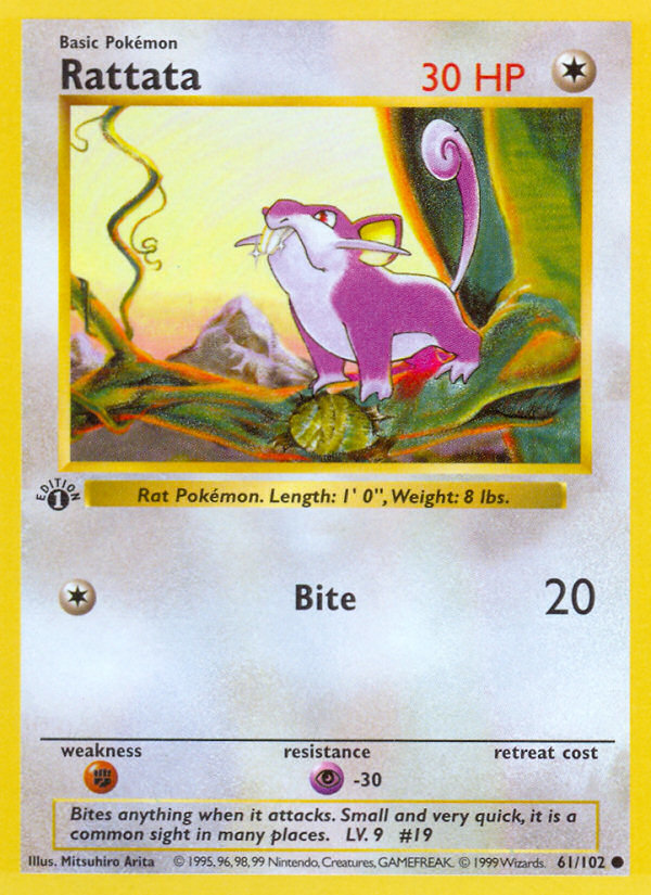 Rattata – Base 61/102 Pokémon card
