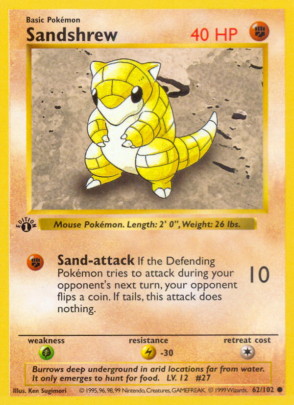 Sandshrew – Base 62/102 Pokémon card