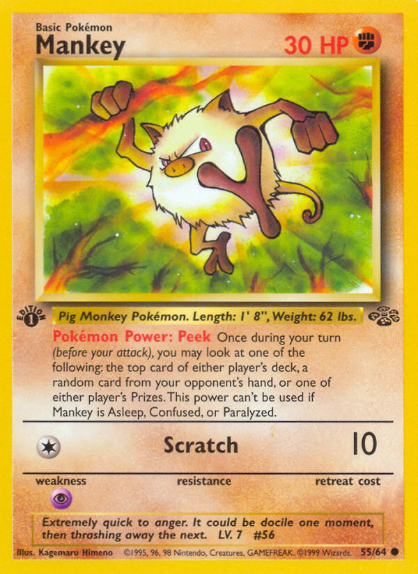 Mankey – Jungle 55/64 Pokémon card