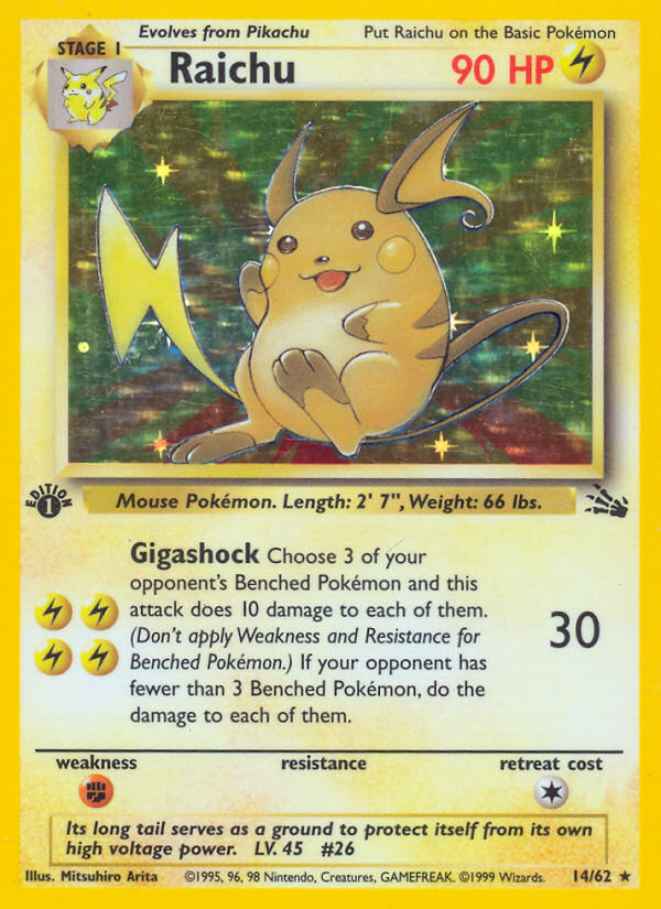 Raichu – Fossil 14/62 Pokémon card