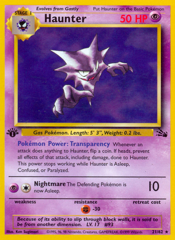 Haunter – Fossil 21/62 Pokémon card