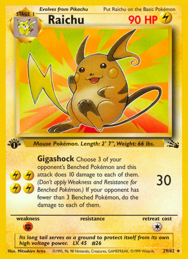 Raichu – Fossil 29/62 Pokémon card