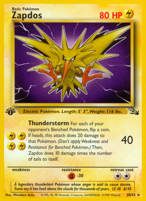 Zapdos – Fossil 30/62 Pokémon card