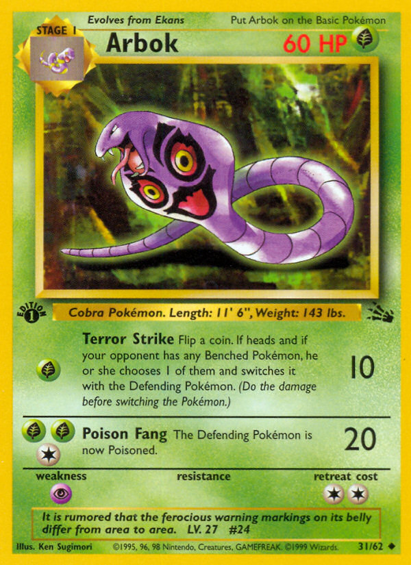 Arbok – Fossil 31/62 Pokémon card