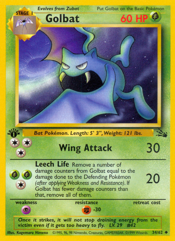 Golbat – Fossil 34/62 Pokémon card