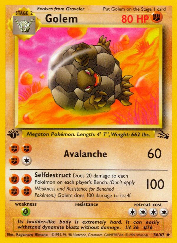 Golem – Fossil 36/62 Pokémon card