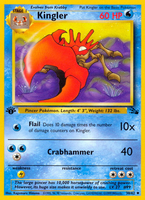 Kingler – Fossil 38/62 Pokémon card