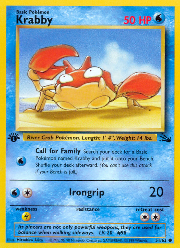 Krabby – Fossil 51/62 Pokémon card