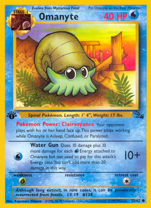 Omanyte – Fossil 52/62 Pokémon card