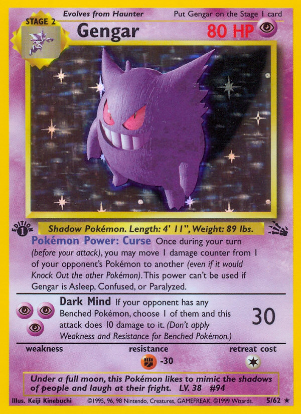 Gengar – Fossil 5/62 Pokémon card