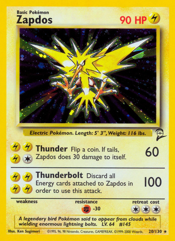 Zapdos – Base Set 2 20/130 Pokémon card