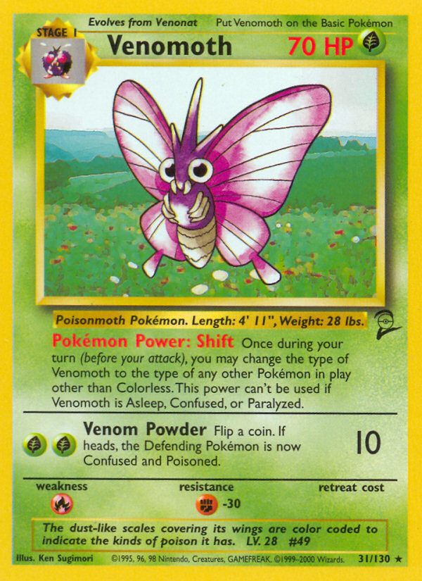 Venomoth – Base Set 2 31/130 Pokémon card