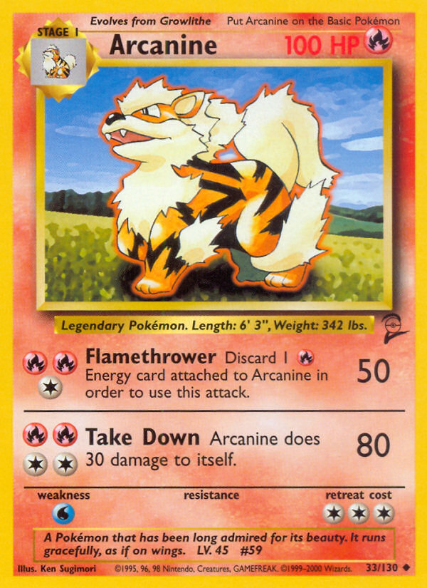 Arcanine – Base Set 2 33/130 Pokémon card