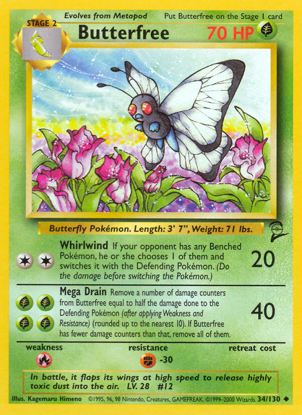 Butterfree – Base Set 2 34/130 Pokémon card