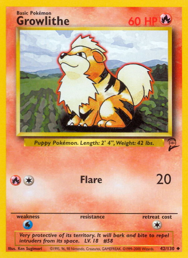Growlithe – Base Set 2 42/130 Pokémon card