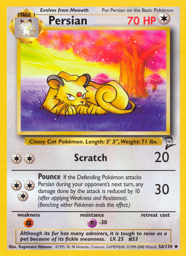 Persian – Base Set 2 56/130 Pokémon card