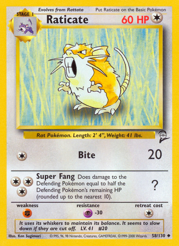 Raticate – Base Set 2 58/130 Pokémon card