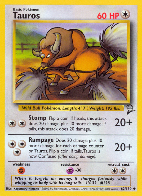 Tauros – Base Set 2 62/130 Pokémon card