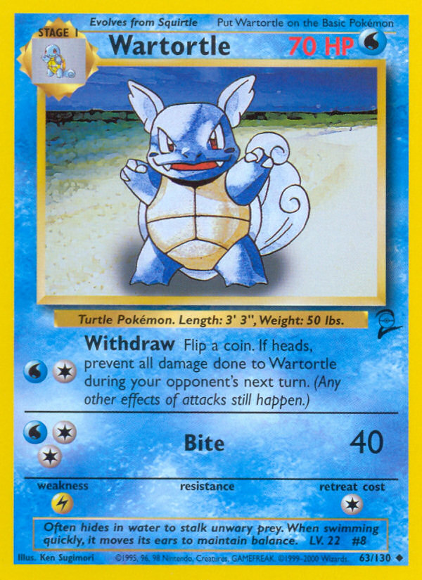Wartortle – Base Set 2 63/130 Pokémon card