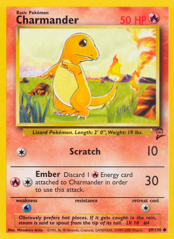 Charmander – Base Set 2 69/130 Pokémon card