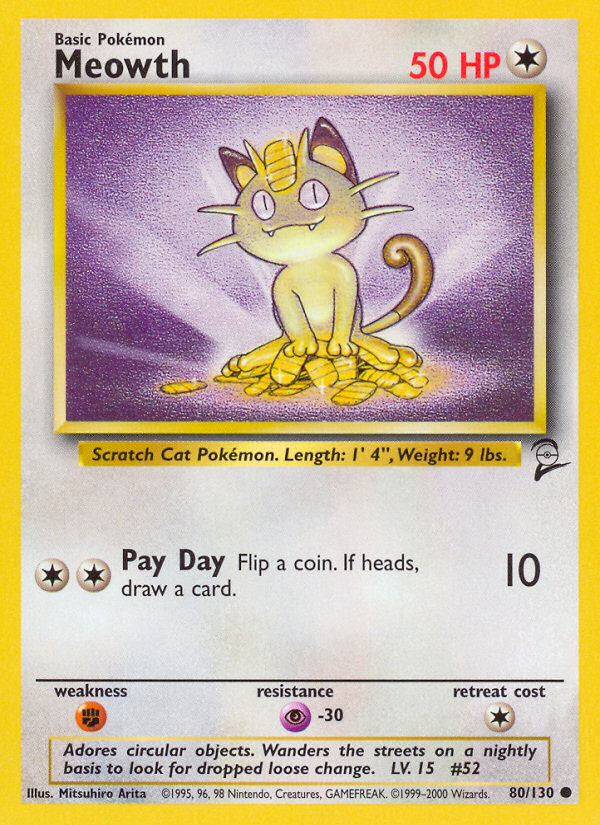 Meowth – Base Set 2 80/130 Pokémon card