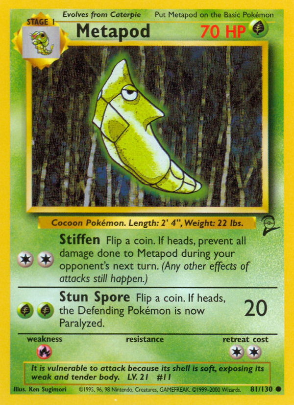 Metapod – Base Set 2 81/130 Pokémon card
