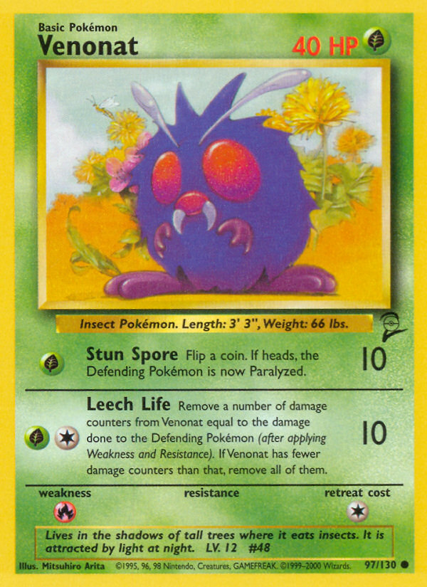 Venonat – Base Set 2 97/130 Pokémon card