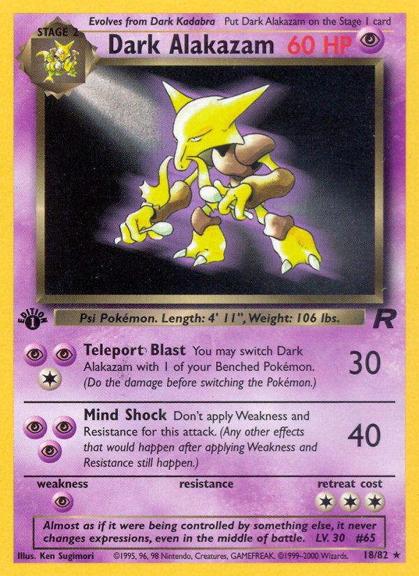 Dark Alakazam – Team Rocket 18/82 Pokémon card