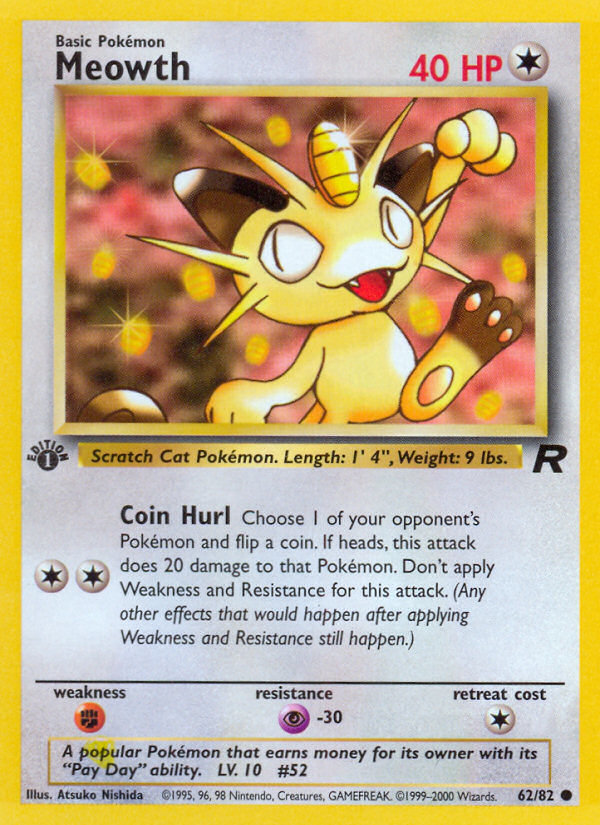 Meowth – Team Rocket 62/82 Pokémon card