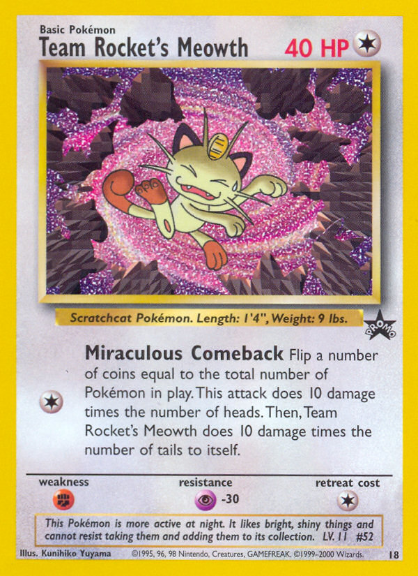 Team Rocket's Meowth – Wizards Black Star Promos 18 Pokémon card