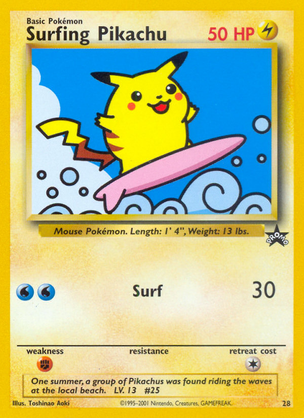 Surfing Pikachu – Wizards Black Star Promos 28 Pokémon card