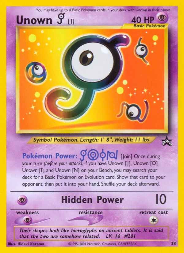 Unown [J] – Wizards Black Star Promos 38 Pokémon card