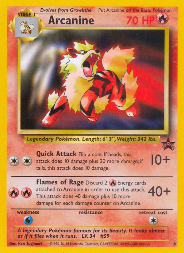 Arcanine – Wizards Black Star Promos 6 Pokémon card