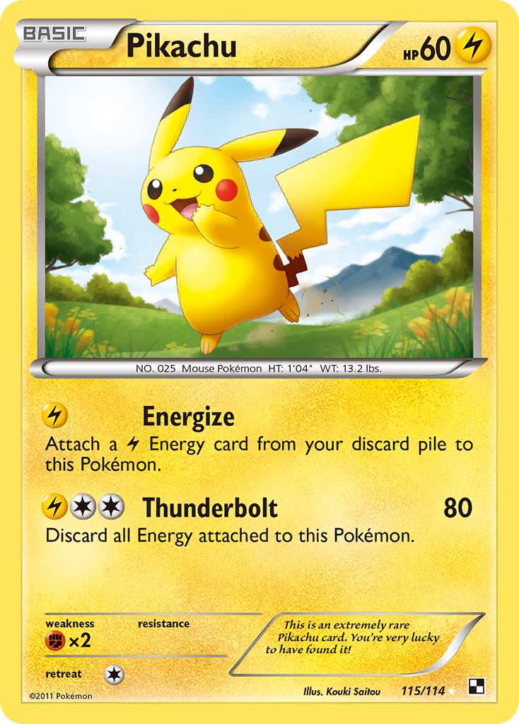 Pikachu – Black & White 115/114 Pokémon card