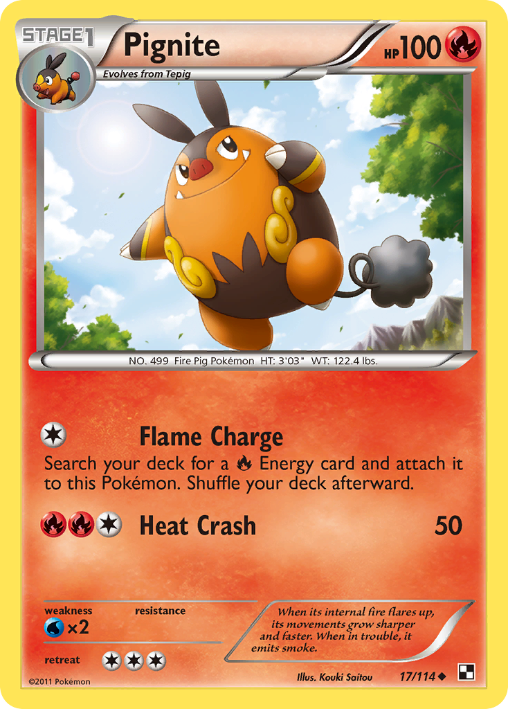Pignite – Black & White 17/114 Pokémon card