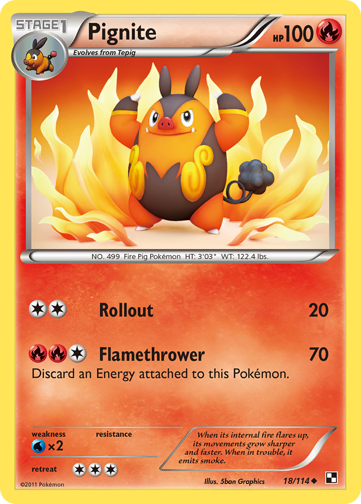 Pignite – Black & White 18/114 Pokémon card