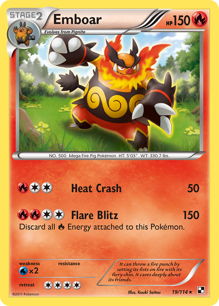 Emboar – Black & White 19/114 Pokémon card