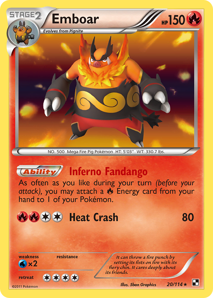 Emboar – Black & White 20/114 Pokémon card