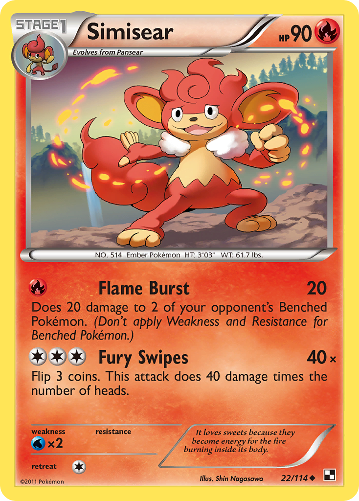 Simisear – Black & White 22/114 Pokémon card